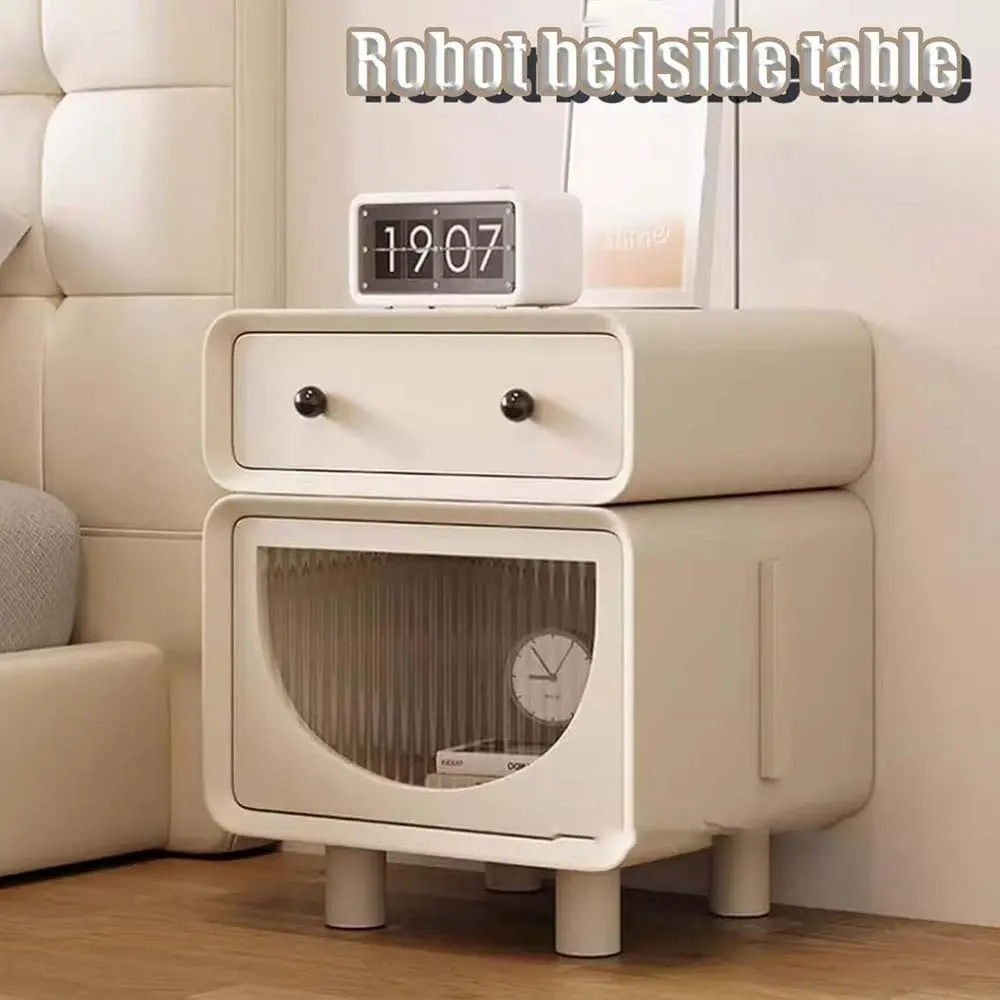 침실, 거실 및 사무실을 위한 검정색 45x40x52cm 크림색 어린이 수납 침대 옆 테이블