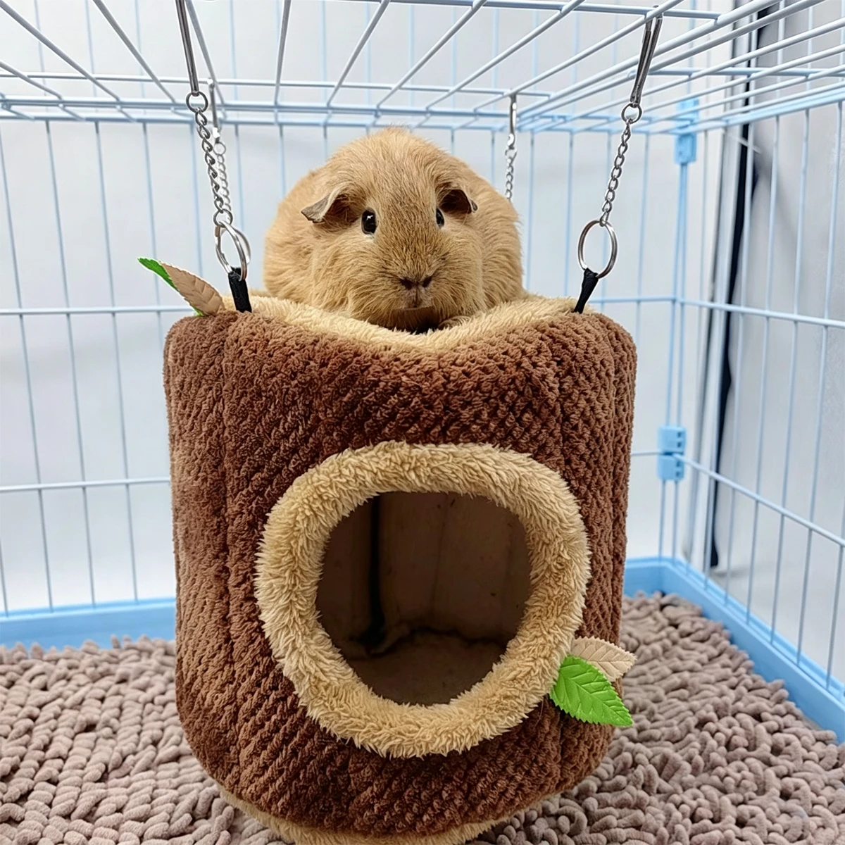 Winter Chinchilla Dwarf Rabbit Parrot Squirrel Tree Stump Hole Hanging Warm Cotton Nest Cage Accessories for Rabbits Hamsters