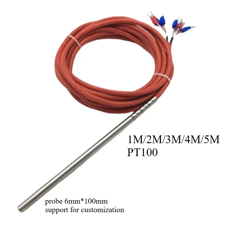 6 wires PT100/PT1000 waterproof and oil-proof, high-precision silicone wire, double platinum resistance thermal resistance