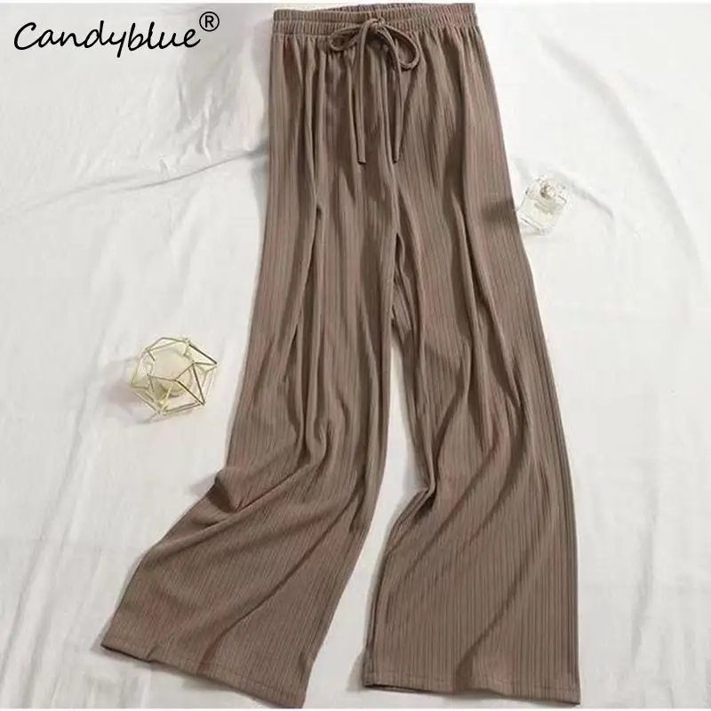 

Women's Summer New Ice Silk Wide Leg Pants Thin Loose Comfortable Sagging Straight Tube Fashion Casual Pants for Women 2023
