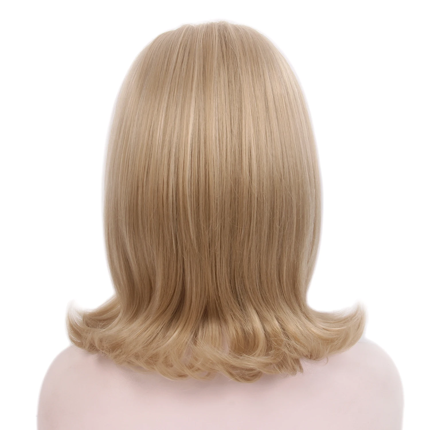 15inch Blonde Halloween Costume Party Wig 1960s Synthetic Hair Wig With Bang For Women