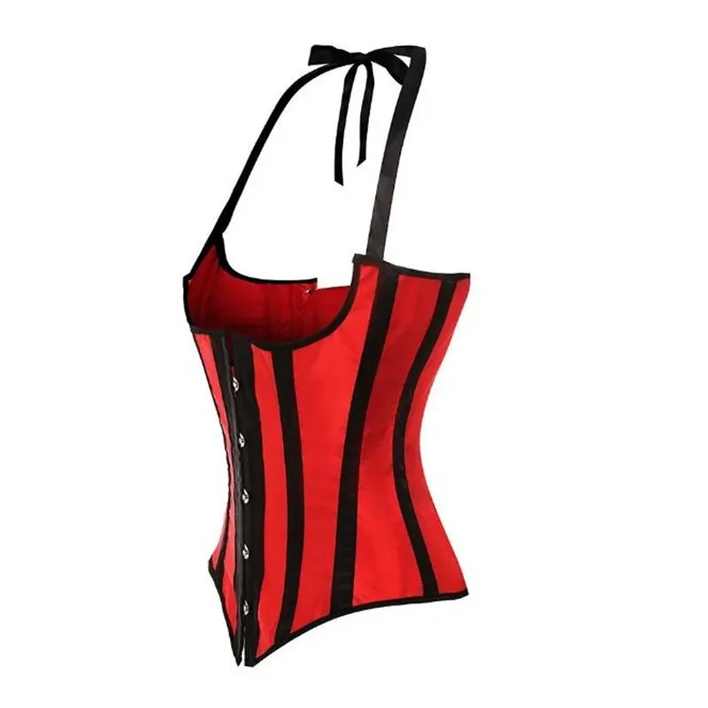 Sexy Halter Underbust Corsets for Women Stripe Corset Bustier Basque Corsets Top Vest Girdle Waist Shape Body Plue Size Lingerie