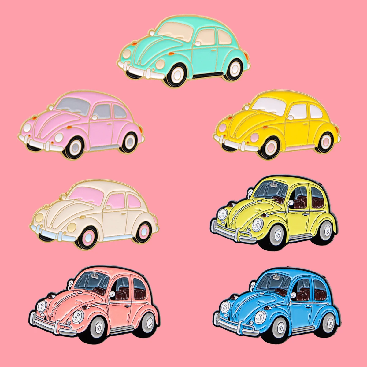 Vintage Fashion Boutique - Vintage Cartoon-Autos Emaille-Pin Bunte Fahrzeuge Broschen