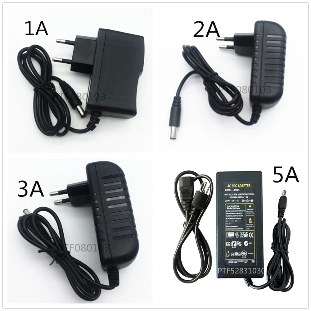 12V 5A 6A 8A Adapter Power Supply Converter Charger EU AU UK US Input 110V 220V Output 12V LED Strip Light Transformer
