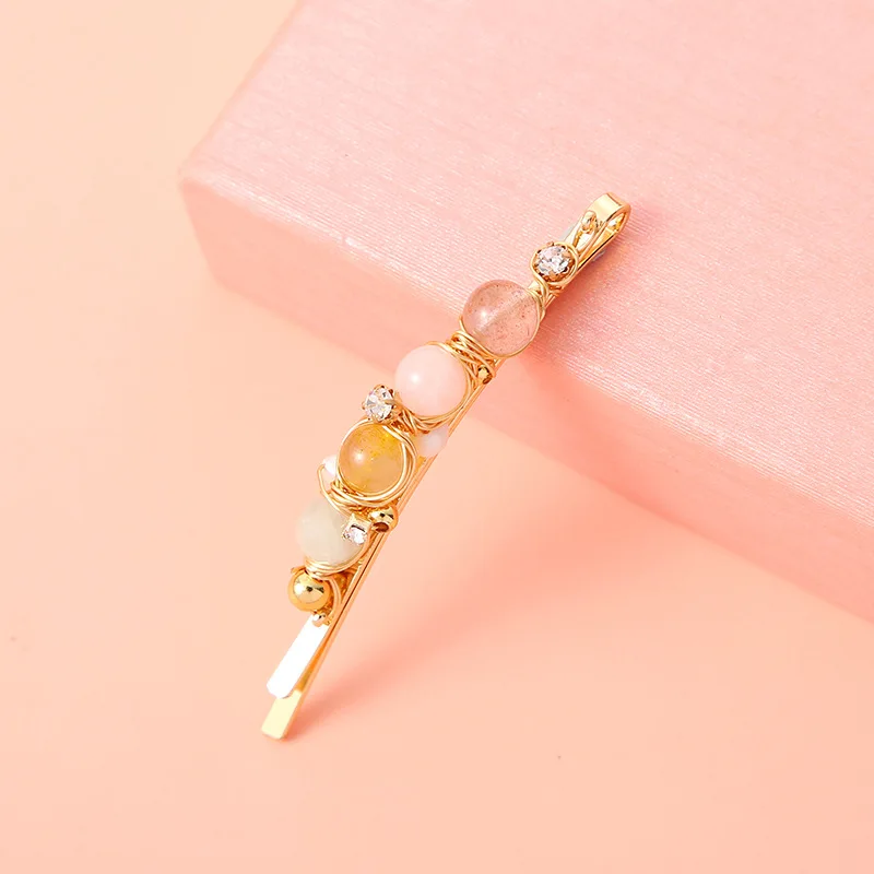 hair crystal horse powder crystal strawberry hairpin contracted freshwater pearl hair retro geometric edge clip accessories