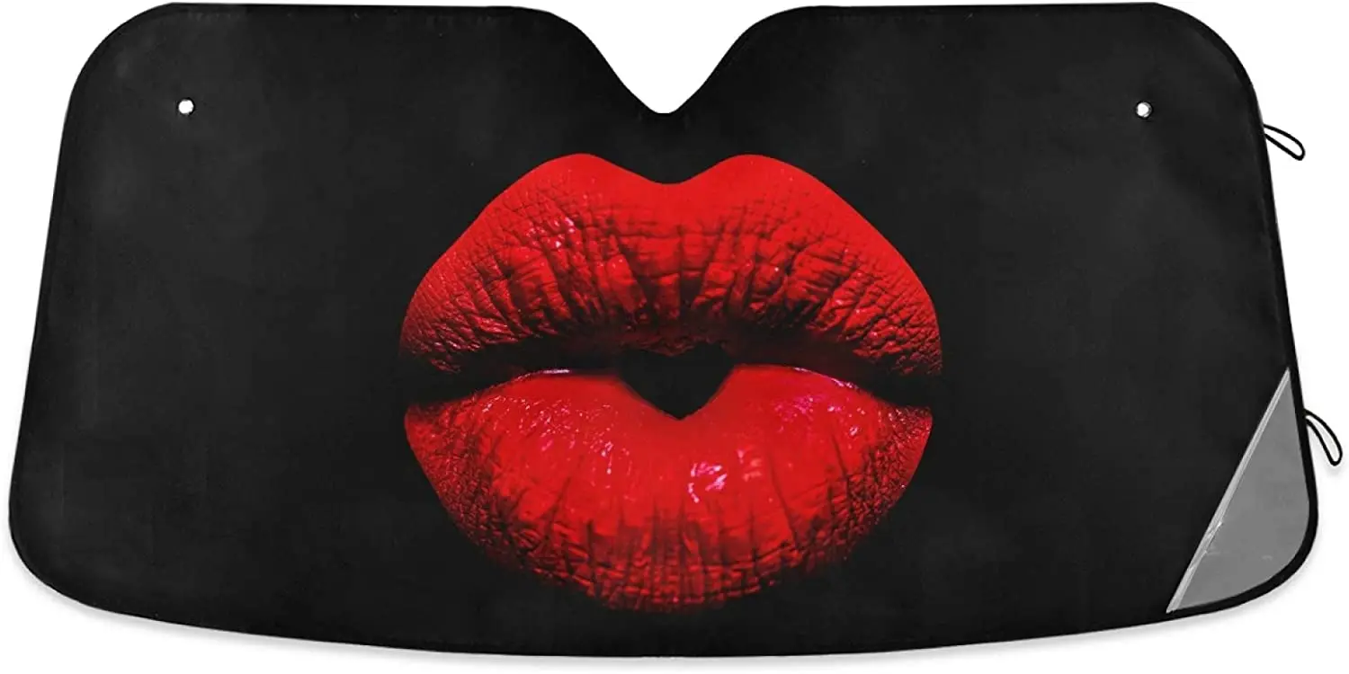 

YiGee Woman Red Lips Car Windshield Sun Shade - Blocks UV Rays Sun Visor Protector, Sunshade to Keep Your Vehicle Cool and Damag