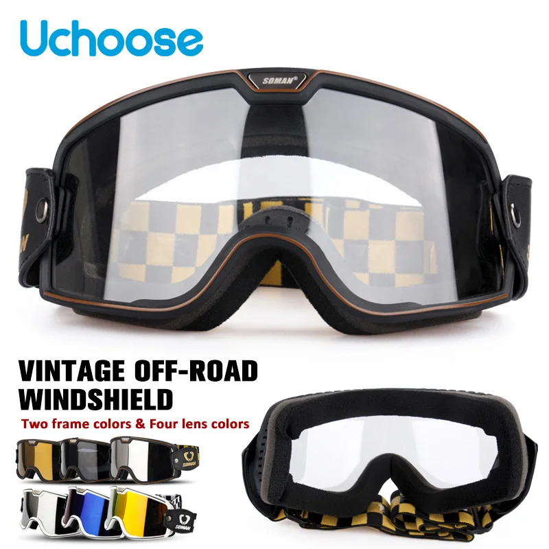 Retro Goggle Men Women Motorcycle Outside Riding Motocross Off Road Downhill Four Season Powersport Dirt Bike T5 Safe Reliable