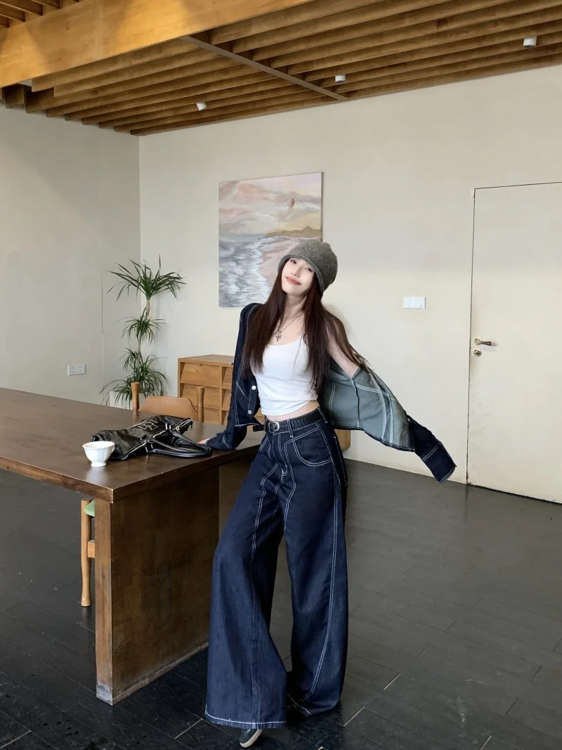 

Denim Coat Holes Womens Autumn Waist-Closed Tweed Sashes Vintage Ruffled Appliques Collared Notched Epaulettes Checked Jackets