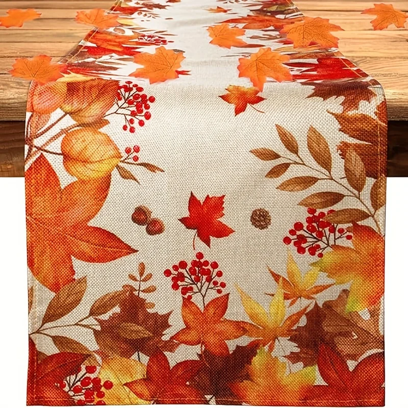 Autumn Leaves Thanksgiving linen Table Runners Fall Maple Leaf Dresser Scarf table decor holiday wedding party dining home decor