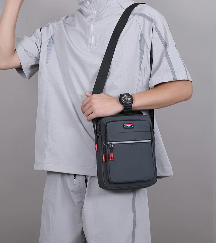 Neue Herren-Umhängetasche, schlichte Schultertasche, lässige, geräumige Tasche für den täglichen Gebrauch, atmungsaktive Reisetasche für Herren. – Detail 10