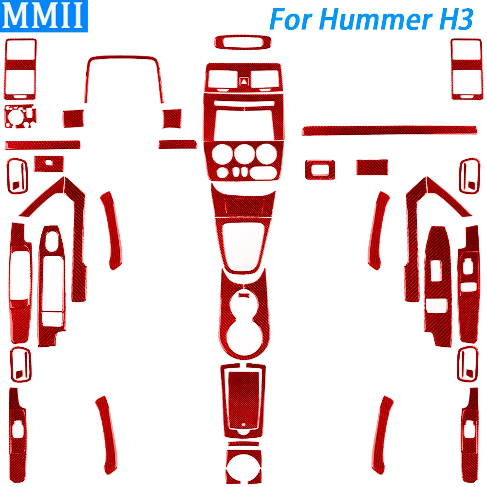 

For Hummer H3 2006-2010 Red Carbon Fiber Gear Shift Air Outlet Window Lift Door Handle Trim Set Car Interior Accessories Sticker