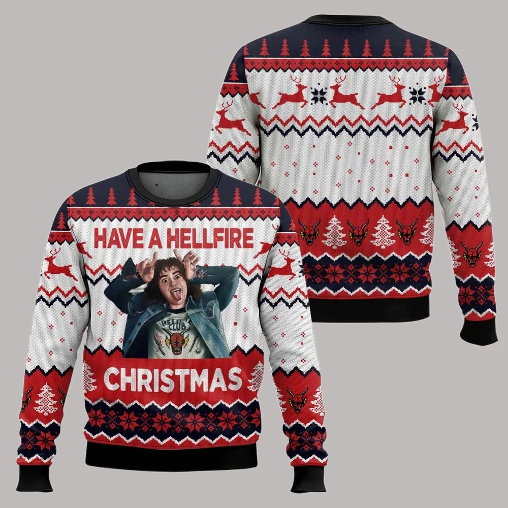 Have A Hellfire Xmas Eddie Munson Ugly Christmas Sweater Funny Holiday Party Pullover Sweaters for Men Women Xmas Gift 2026