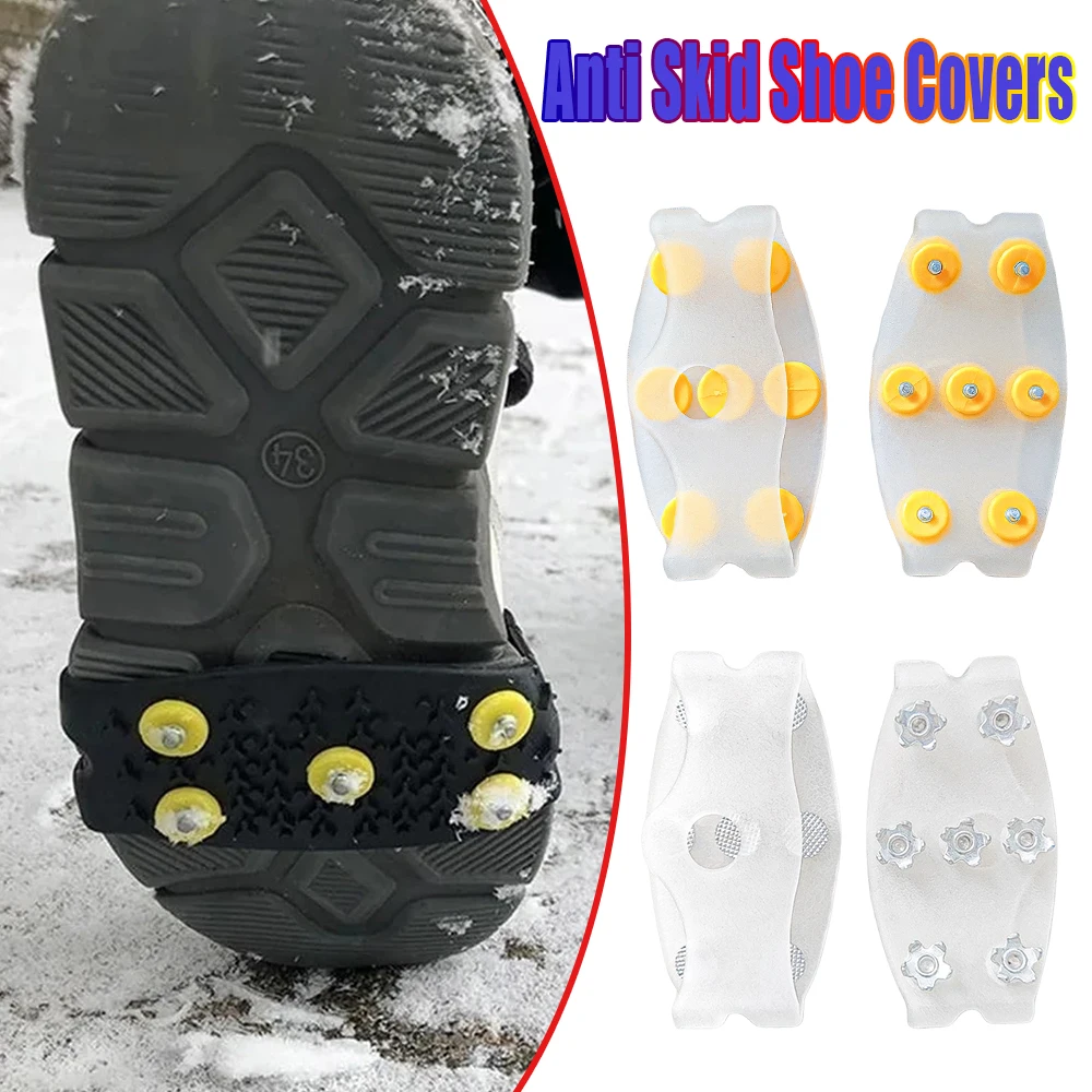 Kinder- und Damen-Eisrutschschuhe für Outdoor-Aktivitäten, Transparente Schuhüberzieher mit 5/7-Punkt-Antirutsch-System für Schnee, Wandern und Bergsteigen