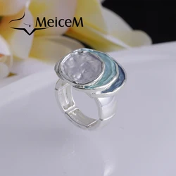 Sale MeiceM Enamel Geometric Ring Adjustable Metal Female Rings Aesthetic Accessories Fashion Jewelry Gifts Rings for Women 2022