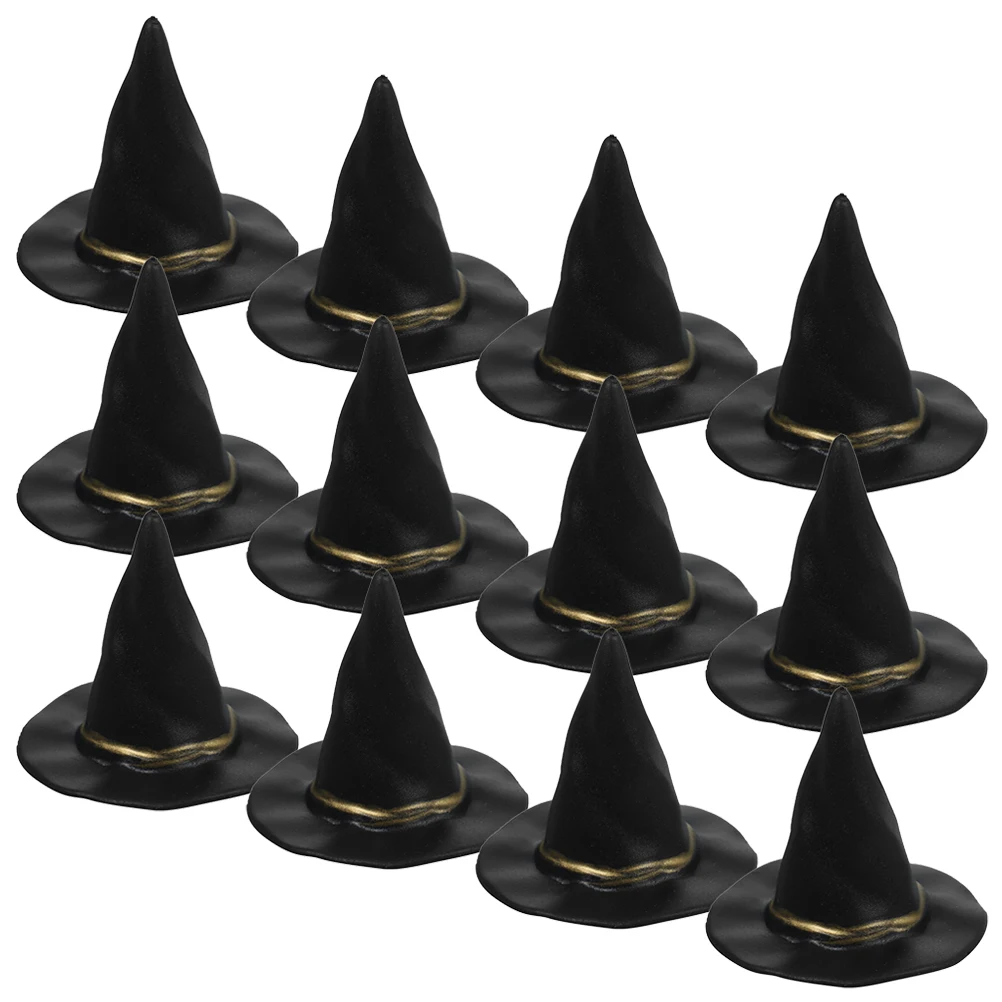 

12pcs Black Hats Toys Plastic Halloween Decoration Accessories For Crafts House Decor Miniature Props