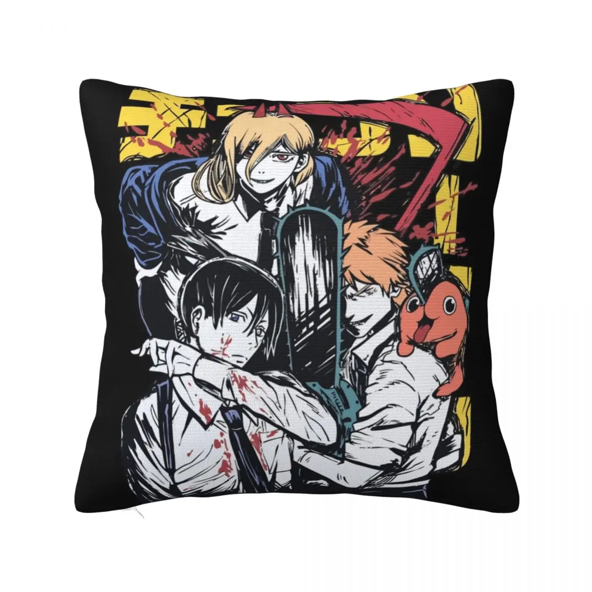 Anime Chainsaw Man Square Pillow Case Denji Power Aki Pochita Reze Cushion Covers Decorative Throw Pillow Case Cover for Car 18