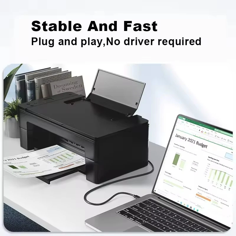 USB C타입 - USB B타입 2.0 케이블 (신형 맥북 프로, HP, 캐논, 브라더, 엡손, 델, 삼성 프린터용)