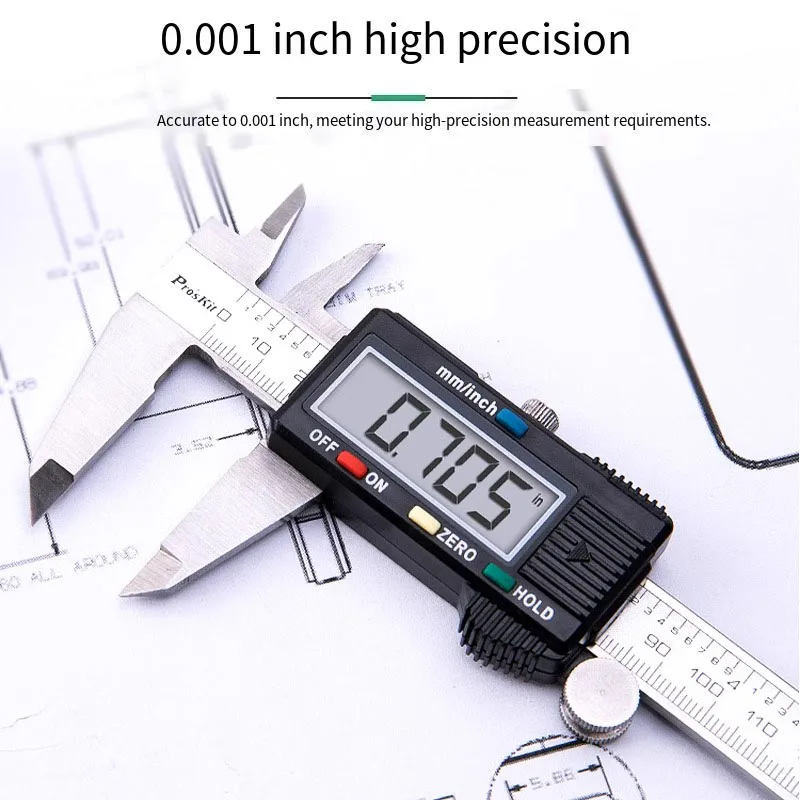 

Pro'skit PD-151 Electronic Digital Caliper High-Precision Stainless Steel Vernier Industrial Grade Household Stationery Tool