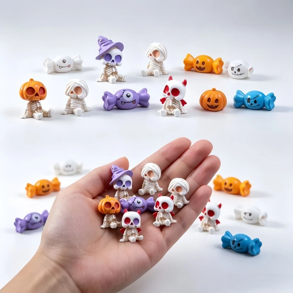 Halloween Resin Micro Figurine Set, 10‑50Pcs Mini Decorations, Holiday Party Favor for Scene Layout & Table Decor