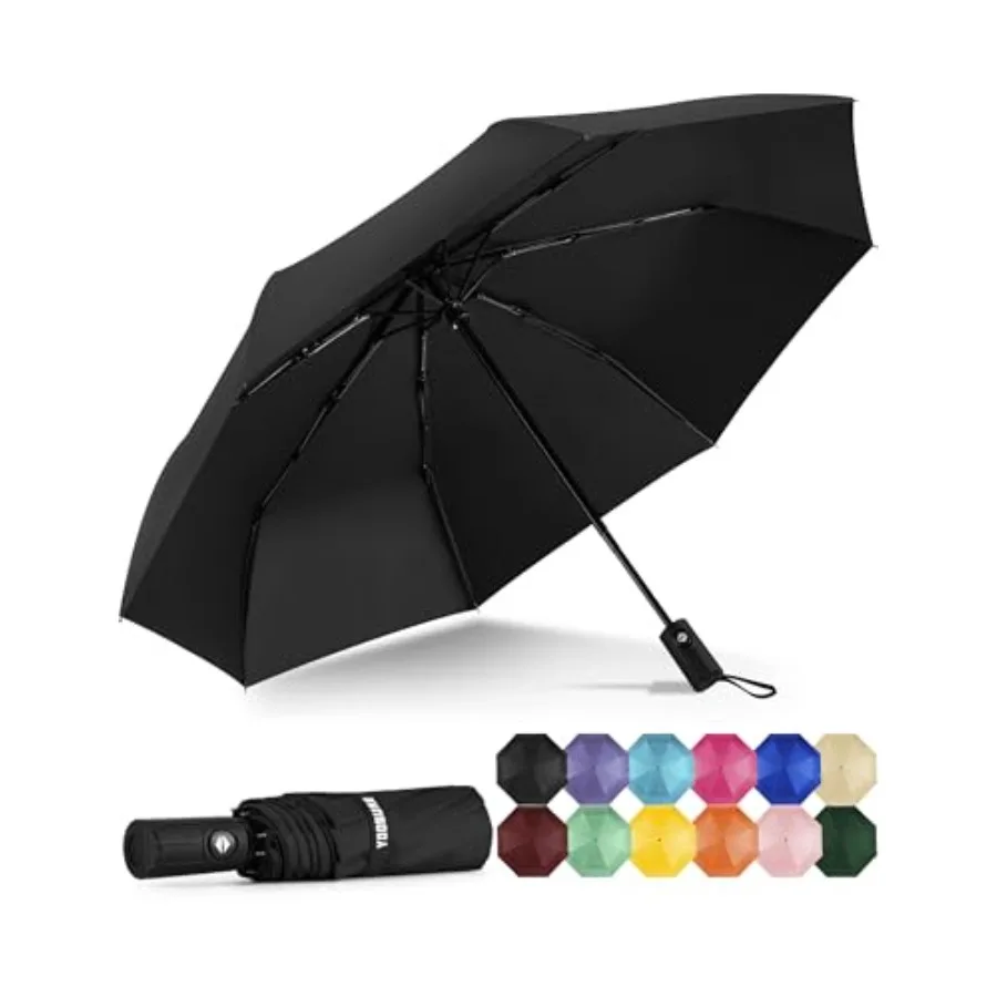 

Windproof Travel Umbrella - Automatic Umbrellas for Rain, Compact Folding Umbrella with UV Protection, Lightweight Portable Des