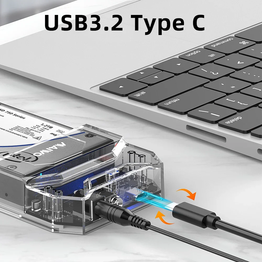 MAIWO U.2 NVMe SDD Case 10Gbps USB3.2 Type-C Gen2 Support 2.5'' U.2 PCIe Hard Drive Enclosure U.2 SSD Adapter Tool-Free For PC