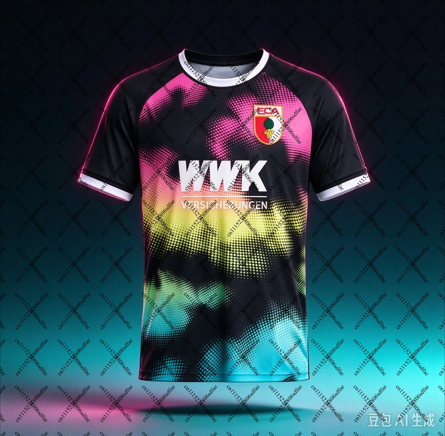 26‑27 FC Augsburg Club Fan Soccer Jersey, Men Summer Stadium Tee, Gradient Texture Moisture‑Wicking Sport Shirt