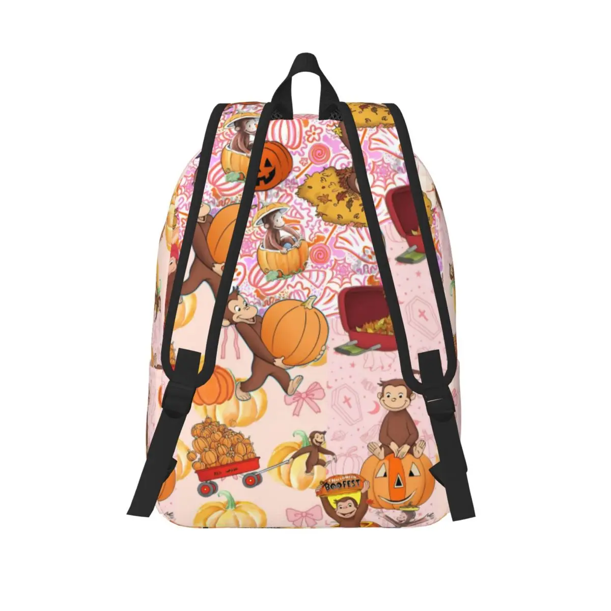 Curious George Cool Backpack Gift Student Work Cute Monkey Daypack for Men Women Laptop Shoulder Bag