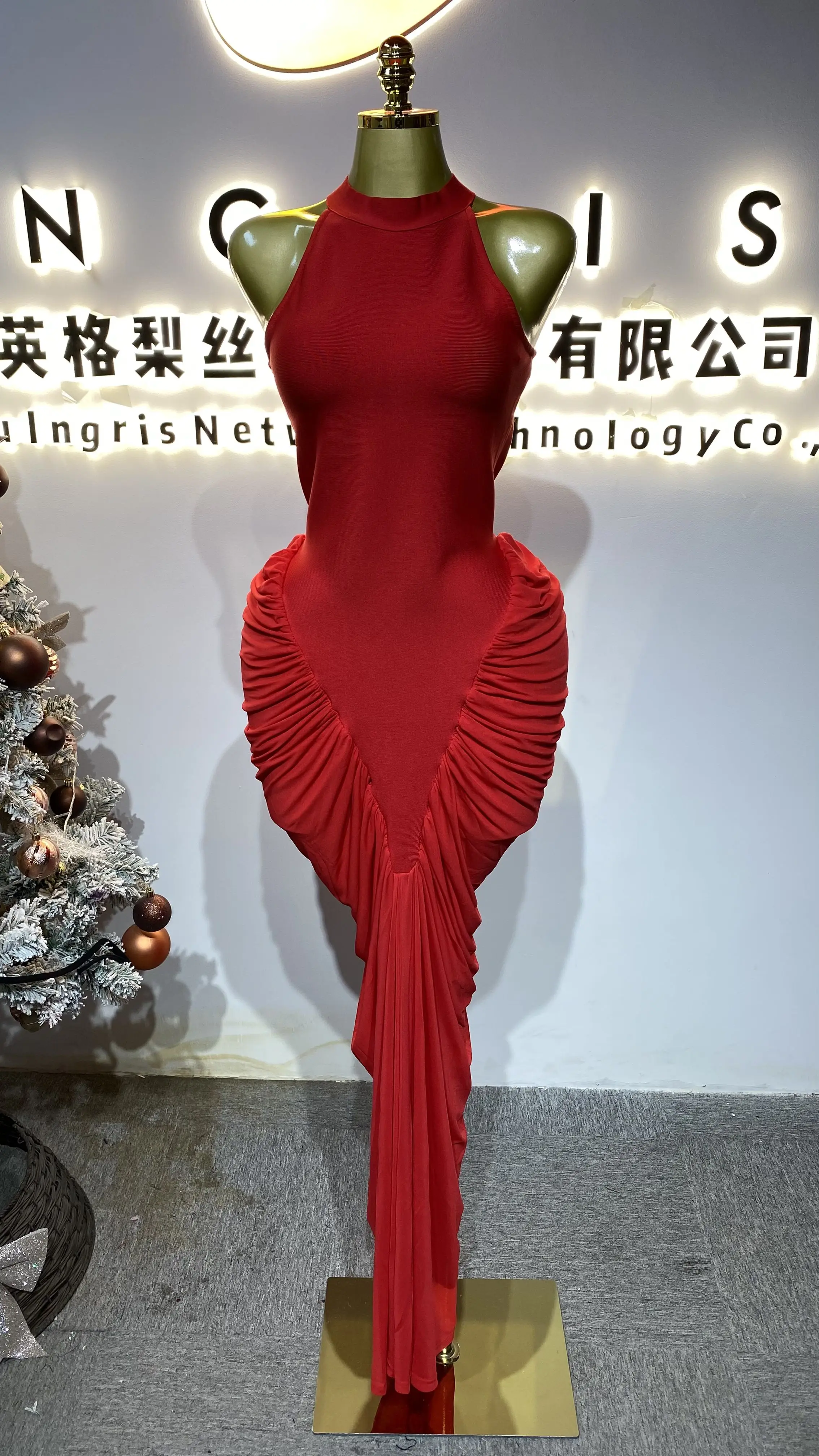 

Sexy ruffled summer chic sleeveless dress hot-selling bodycon dress Maxi dress luxury dress-GZXX415