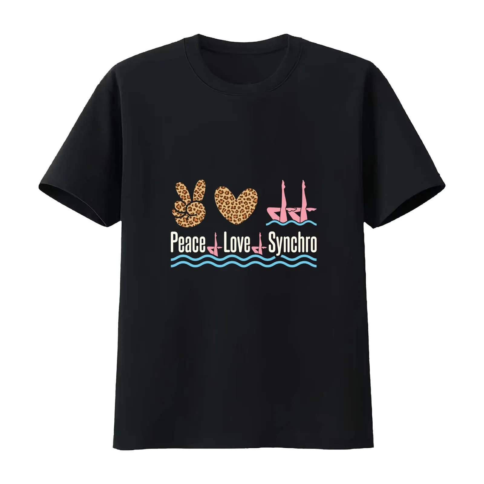 Peace Love Synchro Artistic Swimming Synchronized Swimmer T-Shirt Summer Casual Cotton Tee Oversized Streetwear Tops