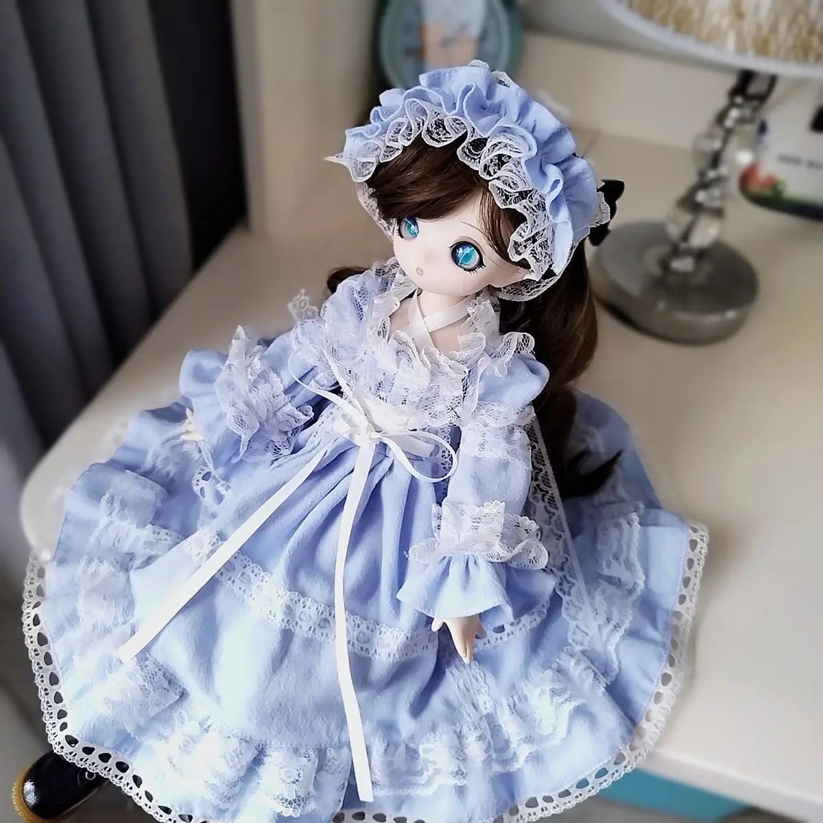 

1/3 1/4 1/6 Doll's Clothes for 60/45/30cm Bjd Doll Retro Skirt Lace Dress Girl Toys Play House Gift Doll Accessories, No Doll