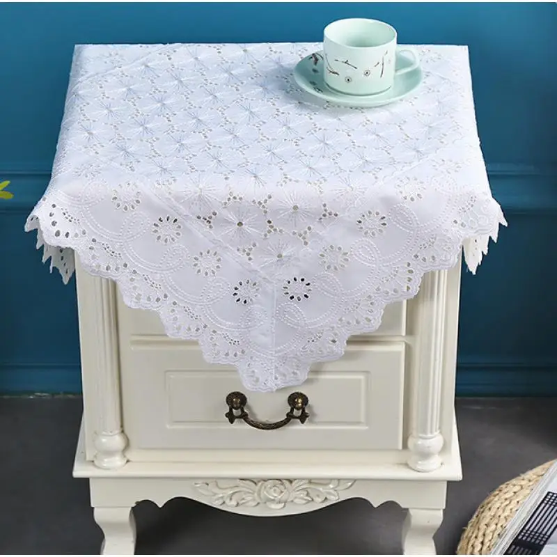 

Sackcloth Grace Lace Dining Table Cloth Round Cloth For Home Decoration Small Fresh Style Bedside Table Decorative Cover Towel