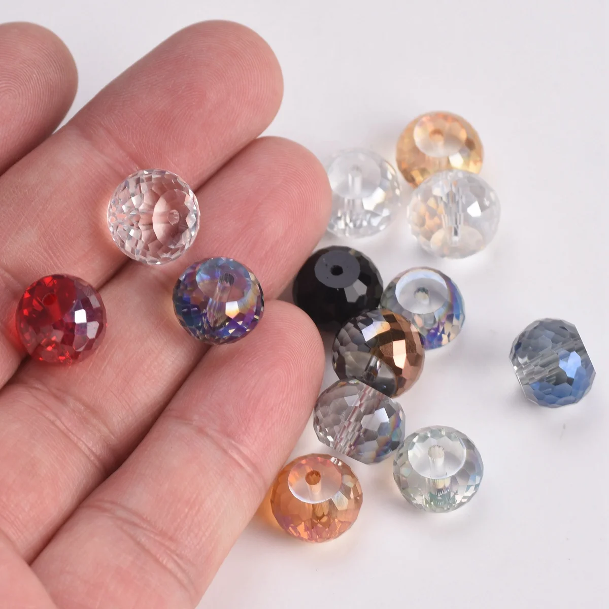 10pcs 12x9mm Rondelle Drum Shape Faceted Crystal Glass Prism Loose Beads Lot For Jewelry Making DIY Crafts Findings