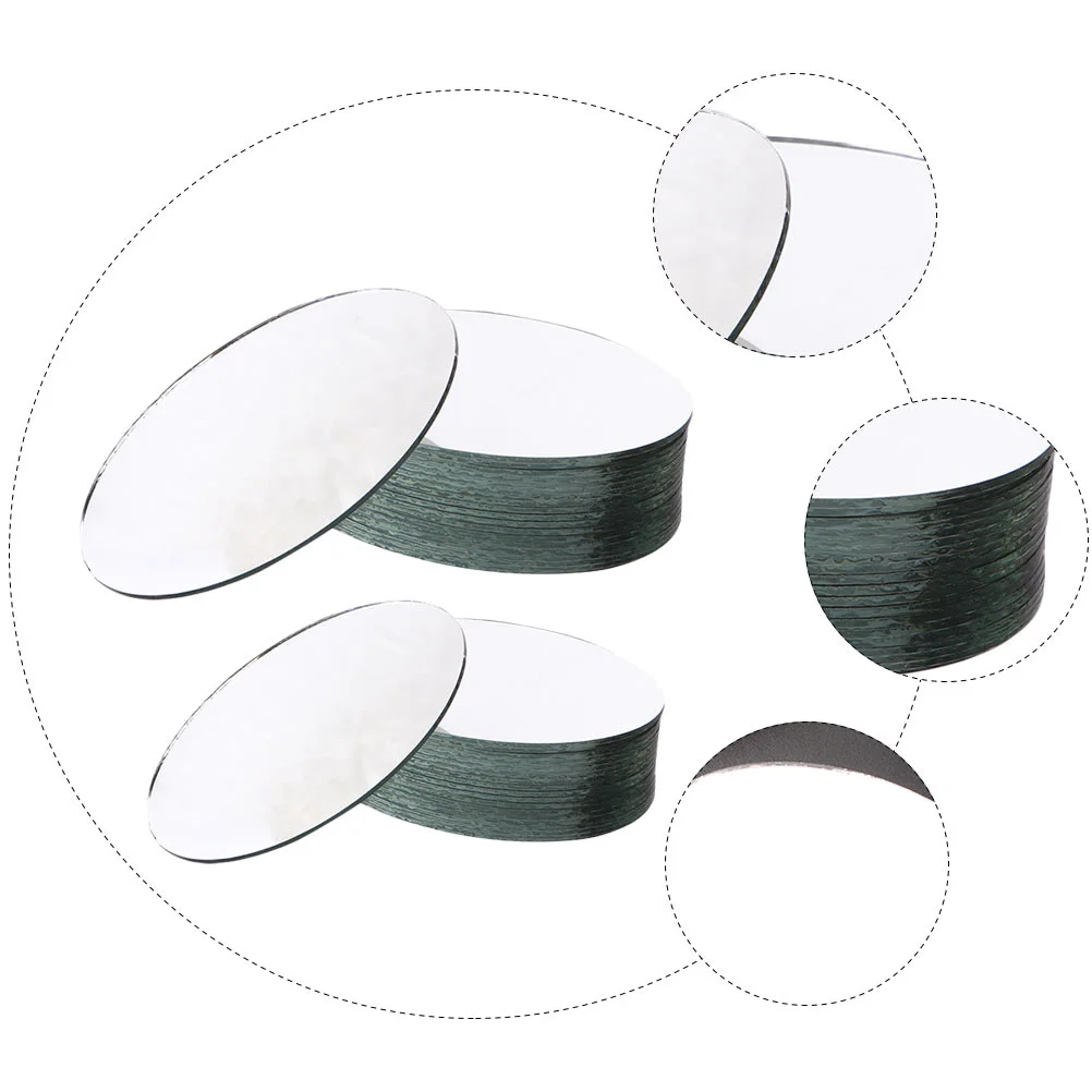 20 Pcs Lens Glass Brick Heart Shaped Lenses Round Mirror Flat Oval White Dressers Tiles Craft