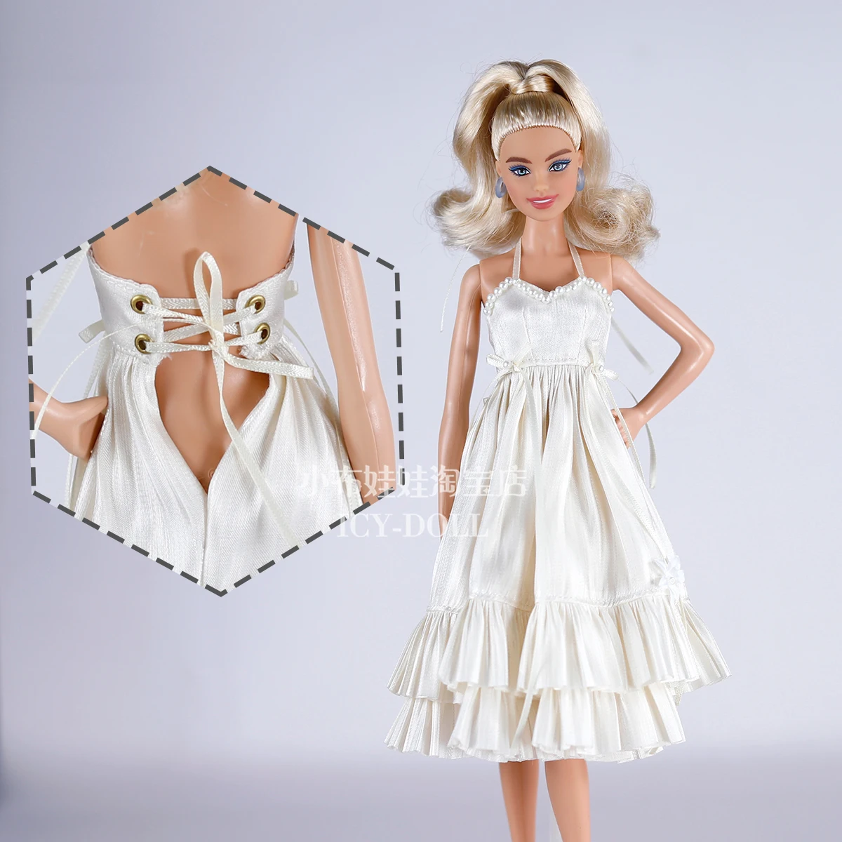 New Designed Pearl White Elegant Party Dress Doll Clothes For Barbi ICY Blythe Licca Dolls Fashion Outfit Accessories