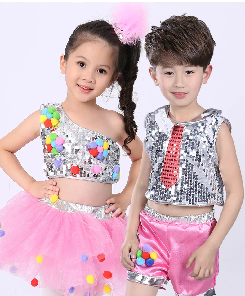 

Детский танцевальный сценический костюм для девочек, современные детские костюмы для джазовых танцев, одежда с блестками для сальсы, современные танцевальные костюмы