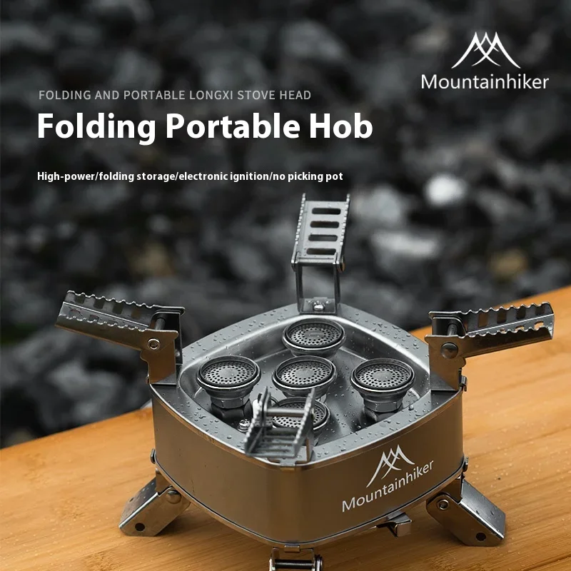 Mountainhiker Portable Gas Stove Outdoor Windproof Three-Burner Folding Design for Camping Tea Boiling - Fierce Fire Capability