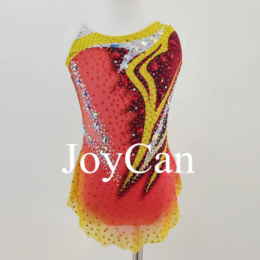 JoyCan Rhthmic Gymnastics Leotards Girls Women Orange Spandex Elegant Dance Wear for Competitiion
