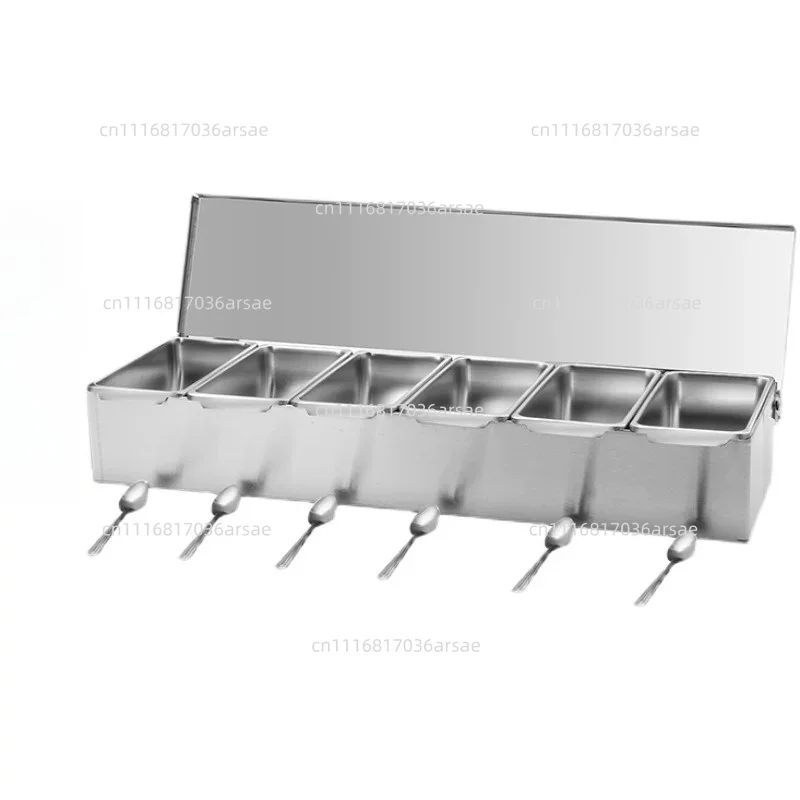 Stainless Steel Flip Seasoning Box Square Storage Box with Lid Household Seasoning Tank Seasoning Box