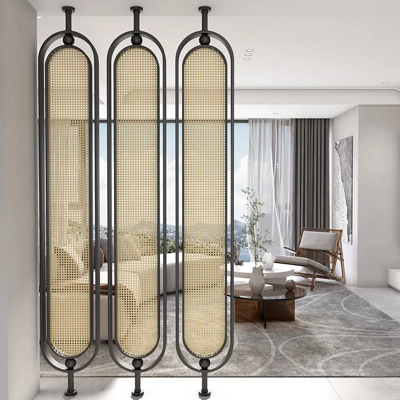Rattan glass screen partition, living room entry shelter entrance, simple modern wabi-sabi tea room retro decoration 2