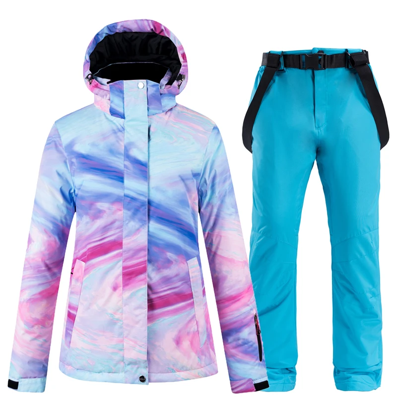 -30, Dames Sneeuwkleding Pak Sets, Snowboardkleding, Waterdicht, Winterkostuum, Ski-Jas En Bandbroek, Riem Slabbetjes, Vrouw