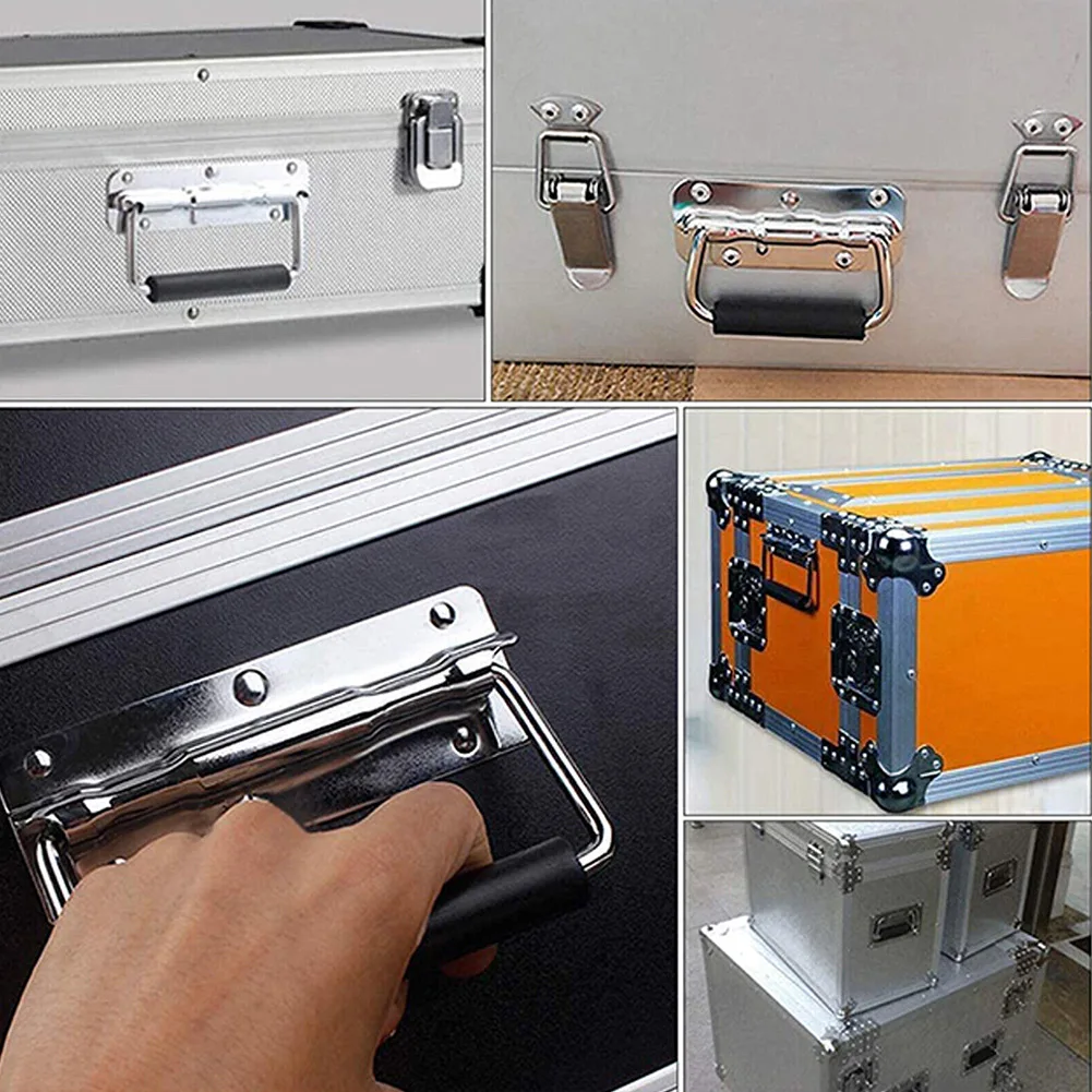 2Pcs Spring Loaded Handle Cabinet Drawer Handle Trunk Toolbox Chest Lifting Pull Wooden Box Folding Handle Furniture Door Knobs