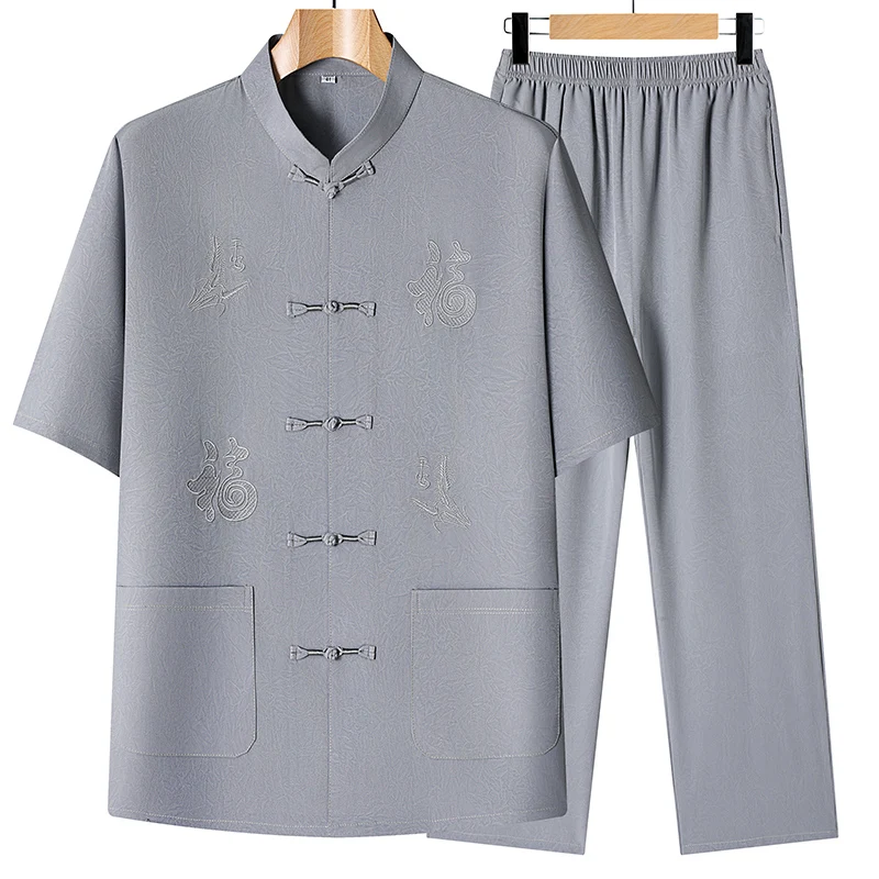 Shirts + Pants Summer Men Fashion Trend Comfortable  short sleeve sets Men's High-Quality Breathable Casual Two-Piece Set