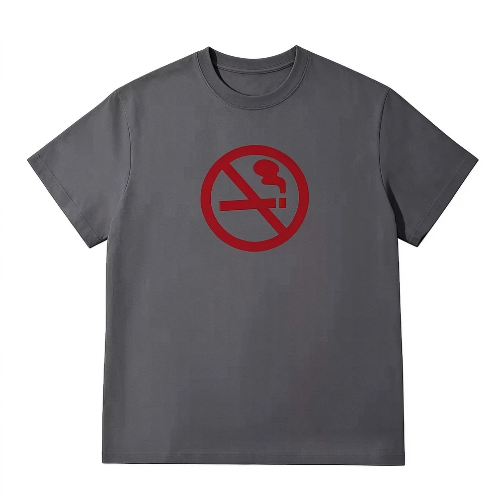 Unisex Crew Neck Short Sleeve T-shirt, Marceline No Smoking Sign Graphic Dark Gray Cosplay Tee