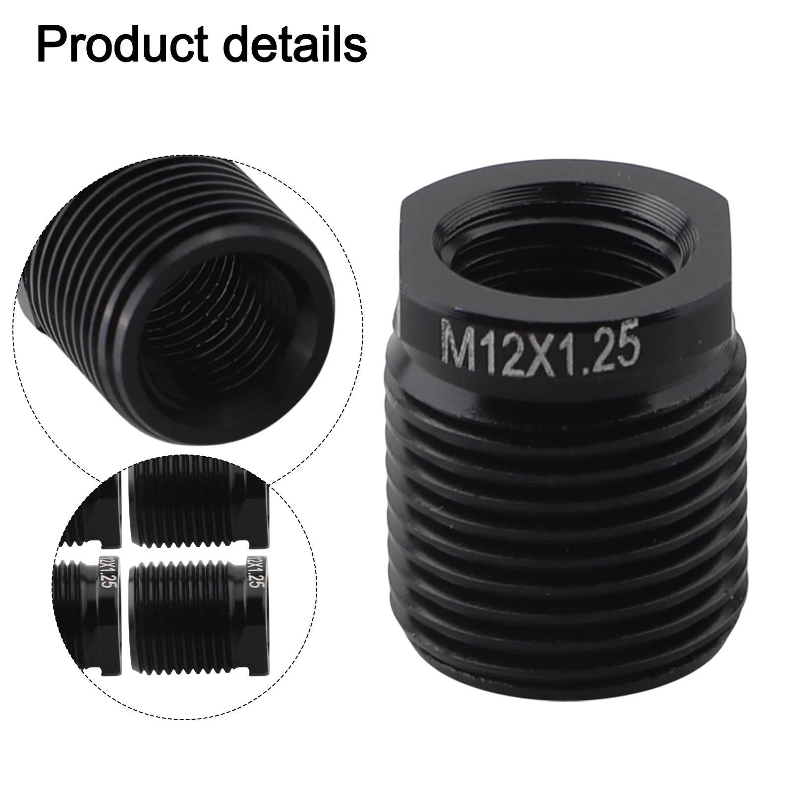 12*1.25 Gear Shift Knob Adapter Gear Shift Collar for Auto Gear Adapter for versatile Fitment Sizes Sleek Black Finish