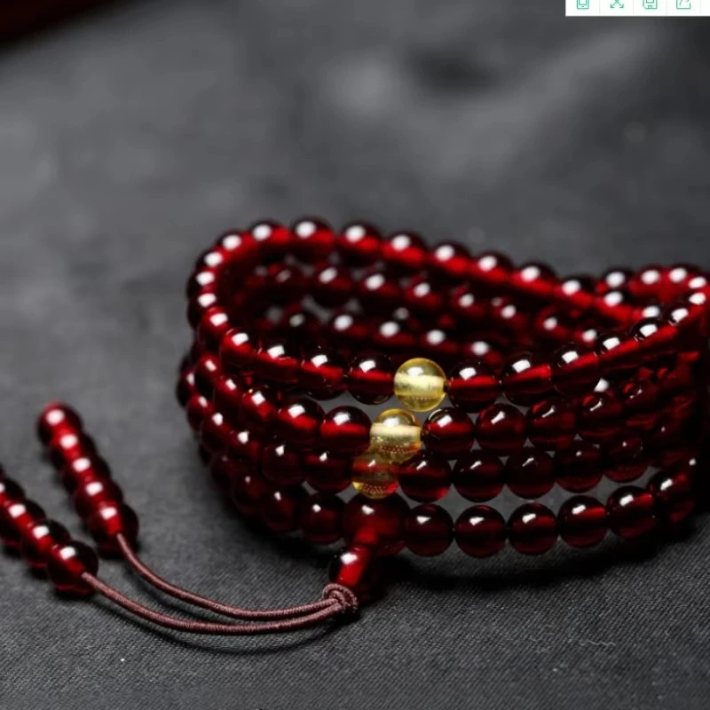 

108 Prayer Round Beads Women Men Bracelet 8mm Buddhism Necklace Genuine Natural Blood Red Amber Gemstone Bracelets for Women