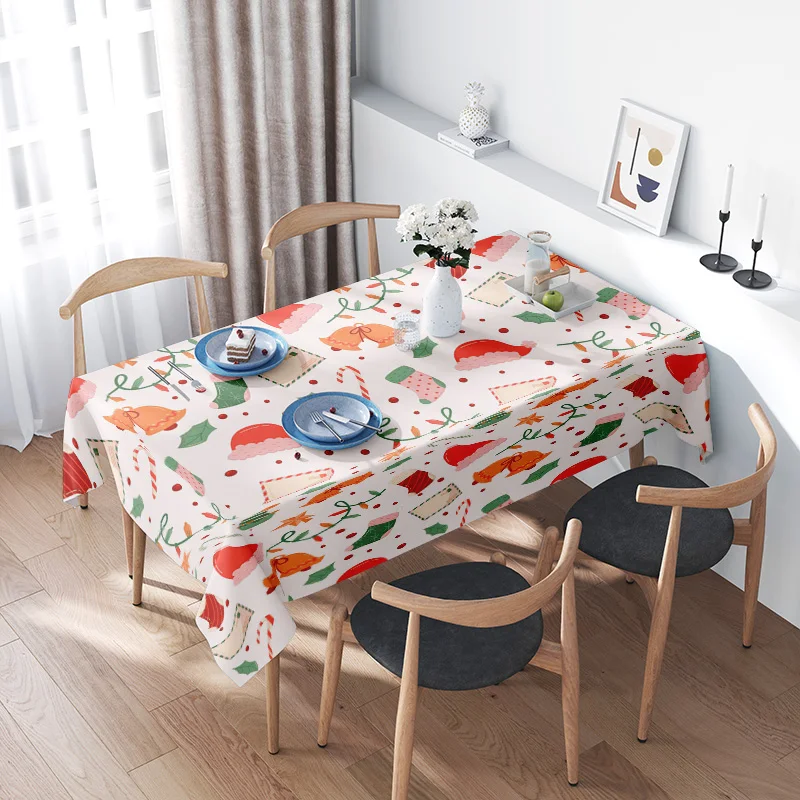 Colorful Fruit Pattern Tablecloth 120cm X 180cm Christmas Decoration for Home Dining Room Kitchen Table Cover White