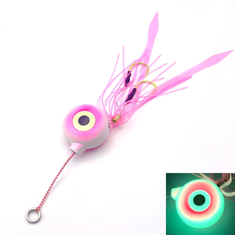 1 قطعة 60 جرام 80 جرام 100 جرام مضيئة Tenya اختبار الصيد إغراء أعماق البحار كابورا القفز توهج بطيئة المعادن تهزهز رئيس المطاط تنورة Madai Inchiku #5