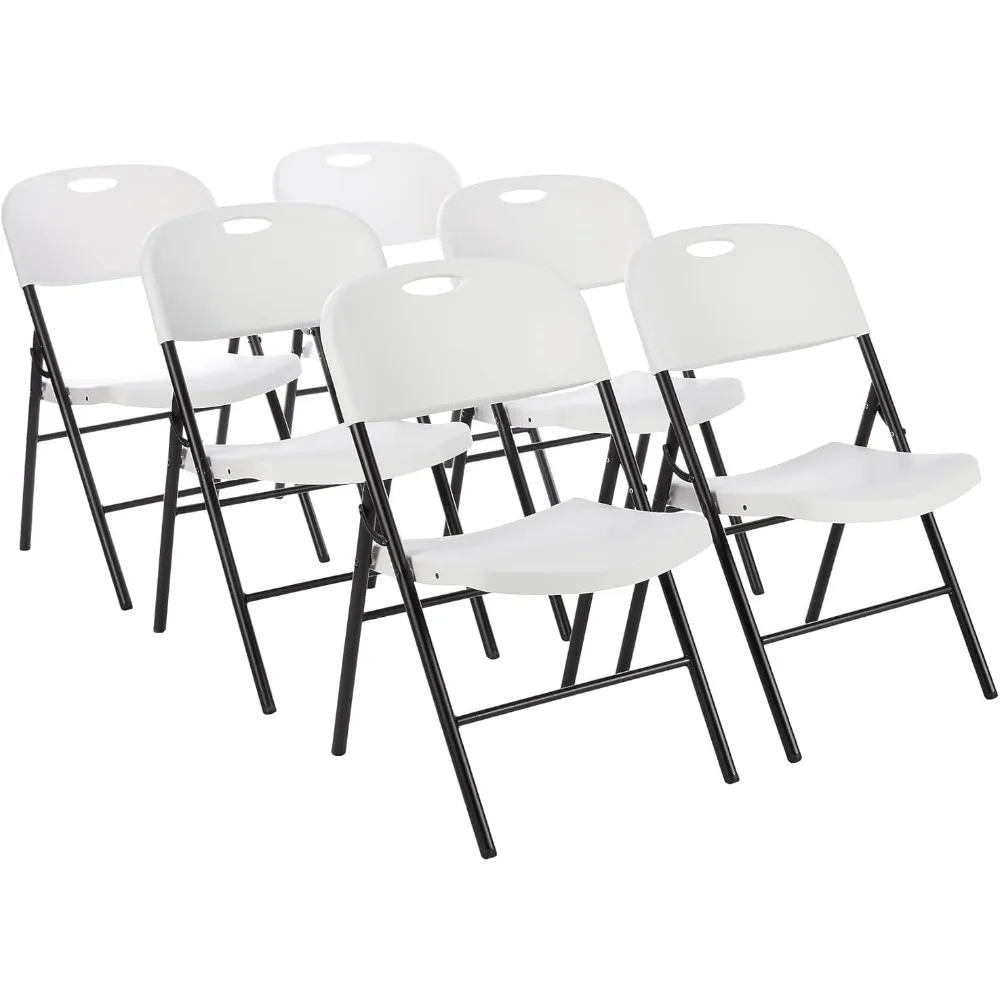 Basics-silla plegable de plástico con capacidad de 350 libras, paquete de 6 unidades, color blanco