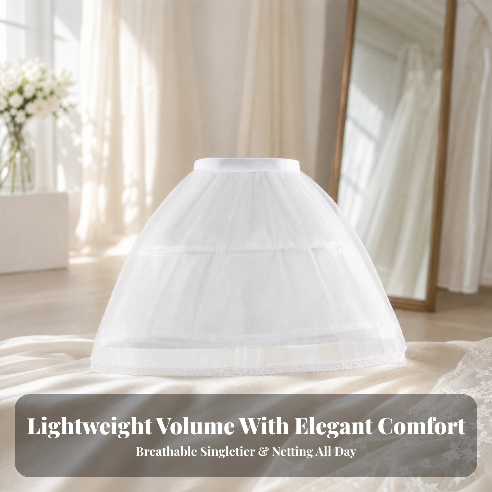 Waist-Length Petticoat with Steel Hoops Single Layer Lolita Petticoat Cage Skirt Wedding Pannier Costume for Cosplayers