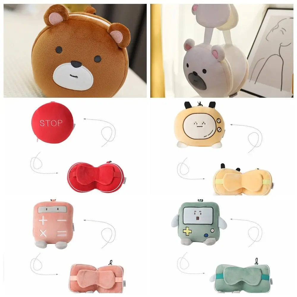 Modna Kawaii Kreskówkowa Maska na Oczy Poduszka Składana Miękka 2 w 1 Maska na Oczy Narzędzie do Spania Przenośna Podróżna Składana Poduszka dla Uczniów